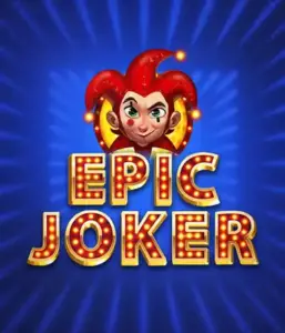 Step into the colorful world of the Epic Joker game by Relax Gaming, featuring a playful joker with a bright red hairstyle amid a luminous blue background. This graphic captures the fun and excitement of classic slots, perfect for fans of classic casino aesthetics, providing a captivating adventure.