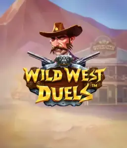  Dive into the daring world of "Wild West Duels" by Pragmatic Play, featuring a tough gunslinger ready for a showdown. The image shows a stern cowboy with crossed pistols, framed by a desert backdrop. His intense eyes and elaborate attire capture the essence of the Old West. The game's title is clearly displayed in an ornate font, complementing the action-packed theme. 