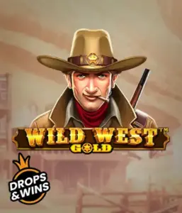  Meet the daring sheriff of "Wild West Gold," a captivating slot game by Pragmatic Play. The graphic depicts a stern-faced sheriff with a golden star badge, framed by a dusty Old West town backdrop. The game's title is prominently displayed in a stylized font, complementing the Wild West adventure theme. 