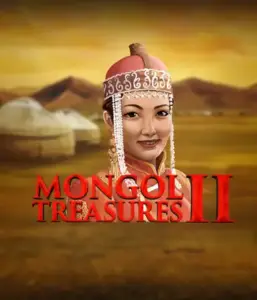 Discover the captivating culture of Mongolia with the Mongol Treasures 2 game by Endorphina, highlighting a beautiful Mongolian woman adorned in traditional attire against a golden Mongolian steppe backdrop. This image evokes the beauty of Mongolian culture, offering a distinctive visual adventure. 